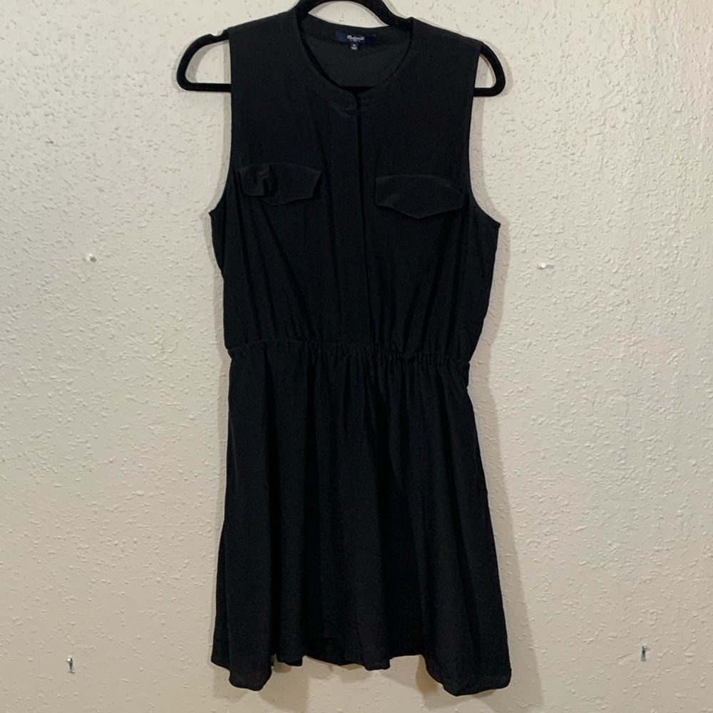 Madewell Black 100% Silk Sleeveless Lined Dress with Pockets size M